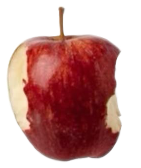 a red apple with a bite in it