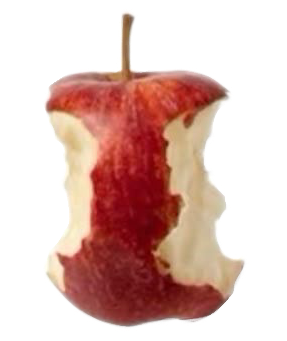 a red apple with a few bites taken out of it